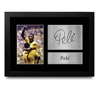 HWC Trading Pele A4 Incorniciato Firmato Regalo Visualizzazione Delle Foto Print Immagine Autografo Stampato Per Brazil Tifosi Di Calcio