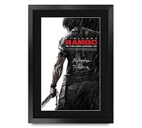 HWC Trading Poster stampato con autografo di Rambo 4 Sylvester Stallone, formato A3, con cornice