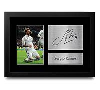 HWC Trading Sergio Ramos A4 Incorniciato Firmato Regalo Visualizzazione Delle Foto Print Immagine Autografo Stampato Per Real Madrid Tifosi Di Calcio