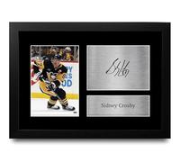 HWC Trading Sidney Crosby Pittsburgh Penguins Gifts Stampato Immagine Autografata Firmata Per I Fan Di Hockey Su Ghiaccio - A4 Incorniciato