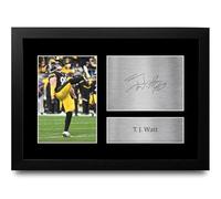 HWC Trading T. J. Watt Pittsburgh Steelers Regali Stampati Autografo Firmato Immagine Per NFL Regole Americane Calcio Memorabilia Tifosi - A4 Incorniciato