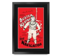 HWC Trading The Navigator (1924) Buster Keaton Regali Stampato Poster Firmato Autografo Immagine Per Film Memorabilia Tifosi - A3 Incorniciato