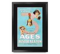 HWC Trading Three Ages (1923) Buster Keaton Regali Stampato Poster Firmato Autografo Immagine Per Film Memorabilia Tifosi - A3 Incorniciato