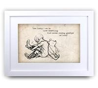 HWC Trading Winnie the Pooh How Lucky A4 con citazione stampata con cornice per cameretta dei bambini, idea regalo per la cameretta dei bambini