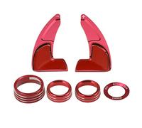 HWDFFA Set di Copri pomello dell'interruttore dell'Aria condizionata, Rivestimento for Leva del Cambio al Volante for Do&dge Charger Challenger, CHR&ysler Durango, Jeep, Nero (Rosso).