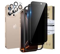 HWeggo 2 + 2PACK per iPhone 16 Pro Max Pellicola Salvaschermo Privacy con Proteggi Obiettivo Della Fotocamera, HD Clear 9H Durezza Anti Spy Nero Privato Pellicola In Vetro Temperato Privato