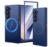 HWeggo Cover per Samsung Galaxy Z Fold 6, [compatibile con MagSafe] ultra sottile con protezione schermo integrata, custodia antiurto opaca per Z Fold 6, blu