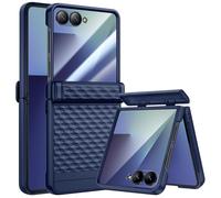 HWeggo Custodia per Samsung Galaxy Z Flip 7 con protezione per lo schermo e protezione della cerniera,custodia per Galaxy Z Flip 7,Blu