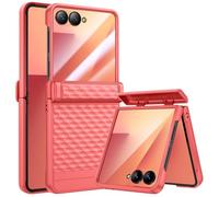 HWeggo Custodia per Samsung Galaxy Z Flip 7 [Non per Flip 7FE] con protezione per lo schermo e protezione della cerniera,custodia per Galaxy Z Flip 7,Rosso corallo