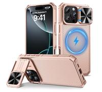 HWeggo per iPhone 16 Pro Max 6.9" Custodia Magnetica, Compatibile con MagSafe&Slide Camera Push Window Holder Cover Heavy-duty Military Grade Bumper Edge Custodia protettiva per telefono (Oro)