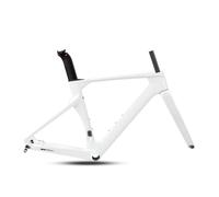 HWEVDHJ Carbonio 700C Telaio for Bici Da Corsa 43.5/46/48/50/52/54/56cm Telaio for Freno A Disco Perno Passante F12×100mm R12×142mm Percorso Interno(White,43.5cm)