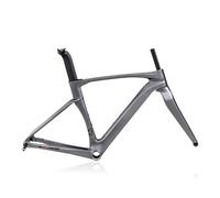 HWEVDHJ Telaio per Bici da Strada 700C 43.5/46/48/50/52/54CM Telaio per Freno A Disco in Carbonio Perno Passante F100mm/R142mm con Forcella(Gray,46cm)