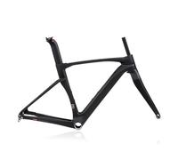 HWEVDHJ Telaio per Bici da Strada 700C 43.5/46/48/50/52/54CM Telaio per Freno A Disco in Carbonio Perno Passante F100mm/R142mm con Forcella(Schwarz,48cm)