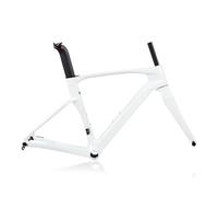 HWEVDHJ Telaio per Bici da Strada 700C 43.5/46/48/50/52/54CM Telaio per Freno A Disco in Carbonio Perno Passante F100mm/R142mm con Forcella(White,50cm)