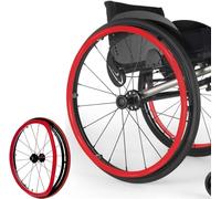 HWGANX Protezione Cerchi Sedia A Rotelle, Copri Ruote Carrozzina Copricerchi for Sedia A Rotelle da 22/24 Pollici, Anelli for Sedia A Rotelle Antiscivolo, 1 Paio di Copricerchi in Silicone-Red||24in