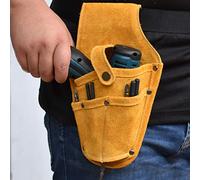 HWGING Borsa per Trapano Elettrico, Borsa per Attrezzi Piccola, 28 * 18 * 5 Bit, Portatile Multifunzionale per Utensili Elettrici in Pelle Bovina Gialla, Cassetta degli Attrezzi Sto