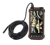 HWGING Endoscopio a Doppia Lente con Luce, Telecamera per Ispezione Industriale Divisa con Schermo da 5 Pollici, Impermeabile IP67, Batteria Incorporata (Cavo da 2 m/6,6 piedi)