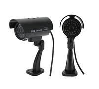 HWGING Telecamere di sicurezza Atrapa, Falso CCTV, Simulazione CCTV, con adesivo di avvertimento realistico con luce rossa lampeggiante