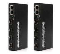 HWIREUIGT 2X Convertitore Multimediale Gigabit 4 A 2 RJ45 Transceiver 10/100/1000M per Switch In Fibra Ottica SPINA UE