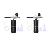 HWIREUIGT 2X KIT Aerografo Set Aerografo con Compressore Ricaricabile Fili, Gestisce Automaticamente La Verniciatura di Modelli, Unghie, Trucco