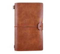 HWJFDC Quaderno Piccolo Quaderno in pelle A6, diario vintage fatto a mano in di mucca, taccuino da viaggio in aereo(L.Brown)