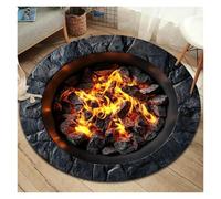 HWJFDC Tappeto con illusione ottica 3D Tappeto circolare Flame Illusion: straordinario effetto ottico che imita il design del pavimento incrinato e della stufa(Color2,Diameter 150cm(59in))