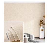HWJFDC Testata Letto Carta da Parati in Lino autoadesiva Impermeabile Anti-umidità e Anti-Muffa 3D Adesivi murali Decorazione della Parete del Soggiorno della casa(Beige,1Pcs50cmX10m)
