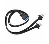 Hwmsza Dual USB 3.0 Femmina A 20 Pin Header Cavo Adattatore della Scheda Madre 2 USB Vite Montaggio A Pannello Scheda Madre Cavo Piatto Cavo 30/50/65/80 cm (Size : 0.3m, Color : Svart)