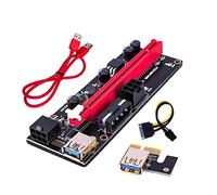 Hwmsza VER009 USB 3.0 PCI-E Riser VER 009S Express 1X 4x 8x 16x Extender Riser Adattatore Scheda SATA 15pin A 6 Spille Cavo di Alimentazione (Color : Red 60CM)