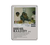 HWRVHS Kendrick Lamar Good Kid, M.A.A.d City Album Poster in metallo vintage, decorazione artistica da parete per pub, club, caffetteria, bar, casa, decorazione artistica da parete retrò, 30 x 40 cm