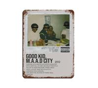 HWRVHS Kendrick Lamar Good Kid, M.A.A.d City Album Poster in metallo vintage, decorazione artistica da parete per pub, club, caffetteria, bar, casa, decorazione artistica da parete retrò, 30 x 40 cm