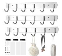 HWSWSH 3 Pz Portautensili da Cucina da Appendere con 6 Ganci, Supporto da Parete per Utensili da Cucina, Ganci Appendiabiti Attaccapanni da Muro in Metallo, Ganci da Parete Moderno Multifunzionale