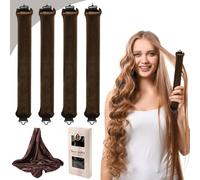 HWSWSH 4 Pz Bigodini Morbidi per Dormire, Bigodini Senza Calore con Sciarpa di Seta Kit, Bigodino Lungo per Boccoli, Bigodino Bacchette Flessibili con Ganci, Bigodino per Capelli Lunghi Medi e Corti