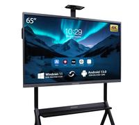 HWSXEEC Smart Board 65'' 4K UHD Lavagna bianca interattiva con doppio sistema e fotocamera da 48 MP - Lavagna bianca digitale all-in-one per classe, ufficio, affari | Videoconferenza integrata e