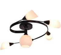 HWSY Dealnt Lampada a sospensione a soffitto, Lampadari in ferro a 5 teste a goccia, Luci per soggiorno Americano Rurale Moderno Ristorante semplice Luci nordiche Luci per camera da letto in vetro