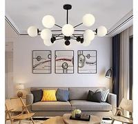 HWSY Lampada a Sospensione, Lampadario Moderno Gabbia a Sospensione Illuminazione a Soffitto Lampada a Sfera in Vetro Lampada a Sospensione a Soffitto,Nero,12 Teste Interesting