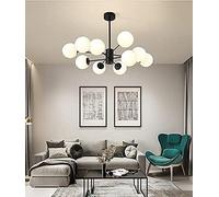 HWSY Lampada a Sospensione, Lampadario Moderno Gabbia a Sospensione Illuminazione a Soffitto Lampada a Sfera in Vetro Lampada a Sospensione a Soffitto,Nero,10 Teste Interesting