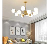 HWSY Lampada a Sospensione, Lampadario Moderno Gabbia a Sospensione Illuminazione a Soffitto Lampada a Sfera in Vetro Lampada a Sospensione a Soffitto, Oro, 12 Teste Interesting