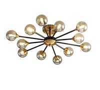 HWSY Plafoniera a 12 luci Plafoniera industriale G9 Rami Lampadario Sfera in vetro Lampada da soffitto con montaggio a incasso Plafoniera moderna in ferro battuto per soggiorno, Grigio fumo, 12 luci