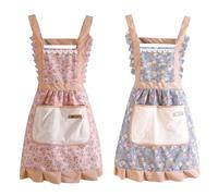 Hwtcjx 2 Pezzi Grembiule da Cucina Chef, Grembiule da Ristorante BBQ Bar, Regolabile Grembiuli con Tasche Chef di Cucina, Impermeabile Gembiule Cucina Uomo Donna