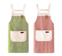 Hwtcjx 2 Pezzi Grembiule da Cucina Chef, Grembiule da Ristorante BBQ Bar, Regolabile Grembiuli con Tasche Chef di Cucina, Anti-fouling Gembiule Cucina Uomo Donna (Rosso, Verde)