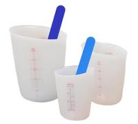 Hwtcjx 3 Pezzi Misurini in Silicone, Tazze in Silicone 125ml 250ml 500ml, Misurino di Miscelazione Antiaderenti per Tazze Graduate Stampi per Colata Resina Epossidica, con Bastoncini