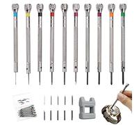 HWTONG Cacciaviti di Precisione Orologiaio, 10 Pezzi, 0.6 - 2.0 mm, Kit con Smagnetizzatore, Giraviti per Riparazione Elettronica di Orologi