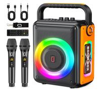 HWWR Karaoke con 2 Microfoni, Karaoke Cassa Portatile Bluetooth con Sistema PA per Adulti e Bambini, Ricaricabile Karaoke Professionale Completo Supporta TWS/LED/AUX/USB/TF per Feste a Casa