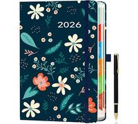 HwxBen Day by Day 2026 - Agenda giornaliera A5 - 1 giorno per pagina - Agenda giornaliera, appuntamenti, calendario dei libri, agenda annuale da gennaio a dicembre, con schede mensili colorate, penna