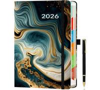 HwxBen Day by Day 2026 - Agenda giornaliera A5 - 1 giorno per pagina - Agenda giornaliera, appuntamenti, calendario dei libri, agenda annuale da gennaio a dicembre, con schede mensili colorate, penna