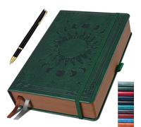 HwxBen Diario B5 con penna, 360 pagine, carta 100 g/m² spessa e antisanguinamento, taccuino con tasca pieghevole per appunti scuola ufficio, idea regalo - Verde Scuro