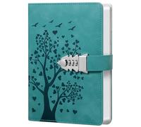 HwxBen Diario Segreto A5 Ciano con Lucchetto - 240 Pagine - Notebook con Blocco a Codice