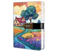 HwxBen Taccuino A5 con lucchetto a combinazione: diario a 244 pagine, chiudibile a chiave, elegante pelle PU, diario a righe per pensieri, viaggi, scuola o come regalo personale per gli amici.