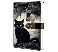 HwxBen Taccuino con lucchetto per ragazze, donne e uomini - A5, 244 pagine a righe, chiusura a combinazione, pelle PU, diario elegante per scuola, lavoro o da portare in viaggio.